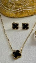 Black Clover Necklace Earring Set