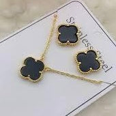 Black Clover Necklace Earring Set