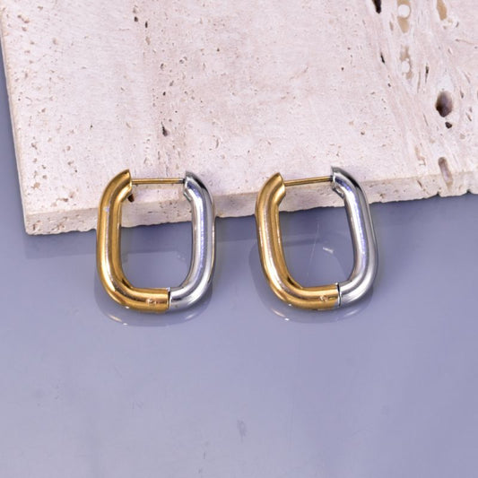 Dual Color Oval Stud Earring