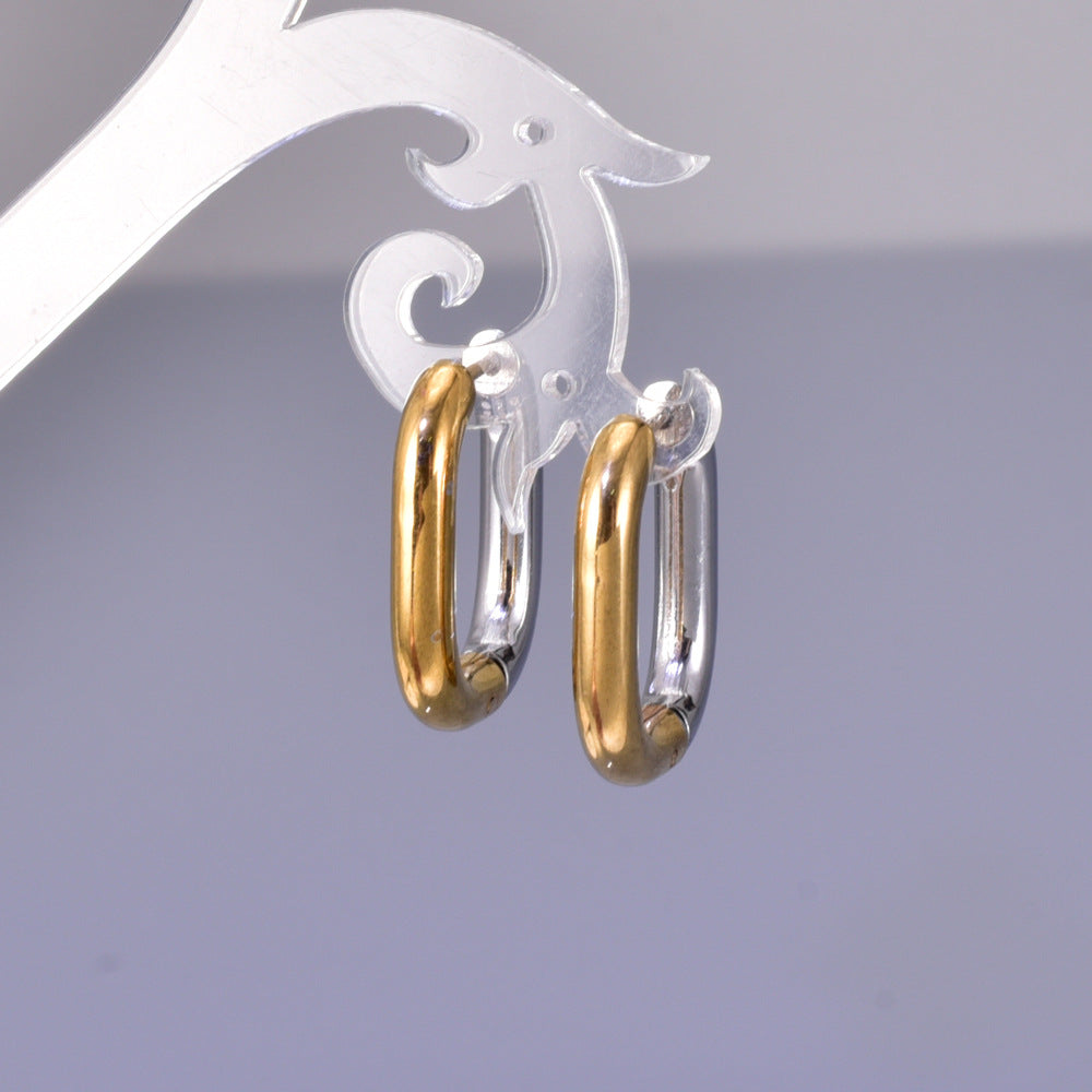 Dual Color Oval Stud Earring