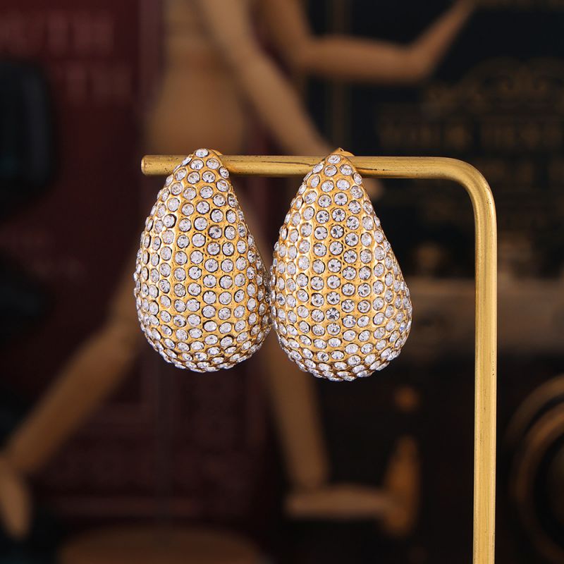 Full Stone Tear Drop Stud Earring