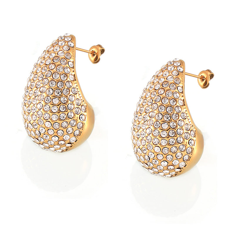 Full Stone Tear Drop Stud Earring